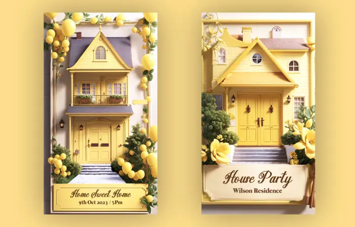 Housewarming Party 3D Invitation Card Instagram Story